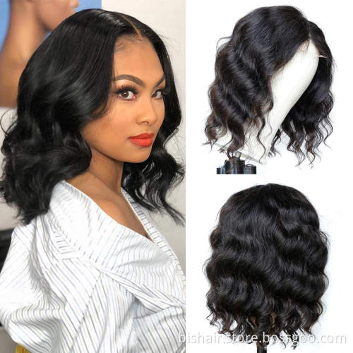 Suitable for women 100% real human hair 4x1 T part lace front body wave wig Brazilian wave wave head wig Bob wig real human hair